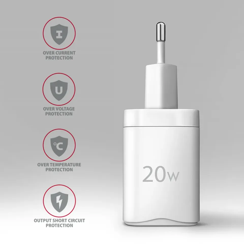 AXAGON ACU-PQ20W nabíječka do sítě 20W, 2x port (USB-A + USB-C), PD3.0/PPS/QC4+/