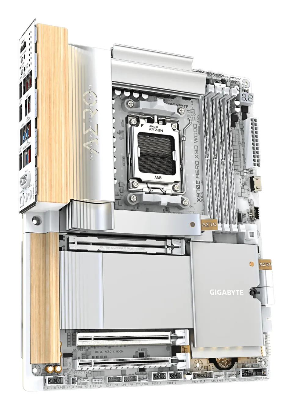 GIGABYTE MB Sc AM5 X870E AERO X WOOD, AMD X870E. 4xDDR5, 2xUSB-C, 2xHDMI, Wifi, ATX