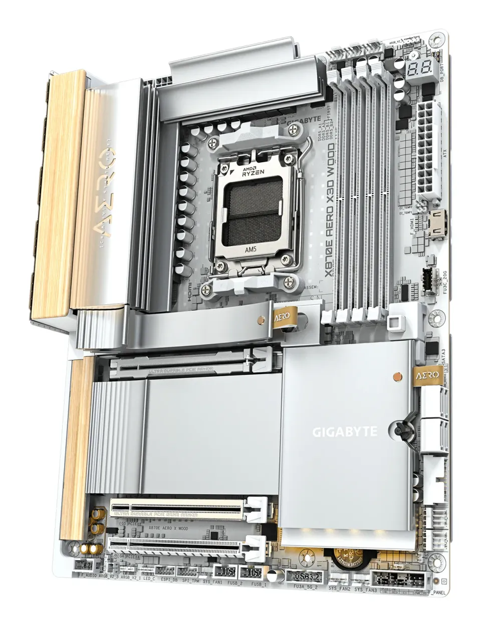 GIGABYTE MB Sc AM5 X870E AERO X WOOD, AMD X870E. 4xDDR5, 2xUSB-C, 2xHDMI, Wifi, ATX