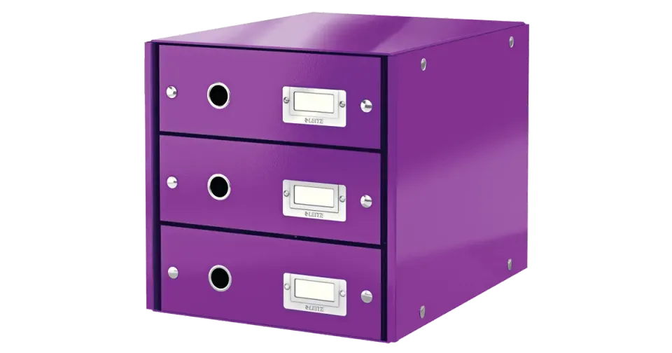 LEITZ Zásuvkový box Click&Store, 3 zásuvky, purpurová
