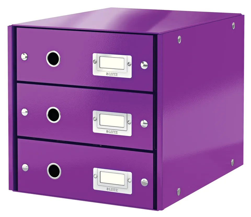 LEITZ Zásuvkový box Click&Store, 3 zásuvky, purpurová