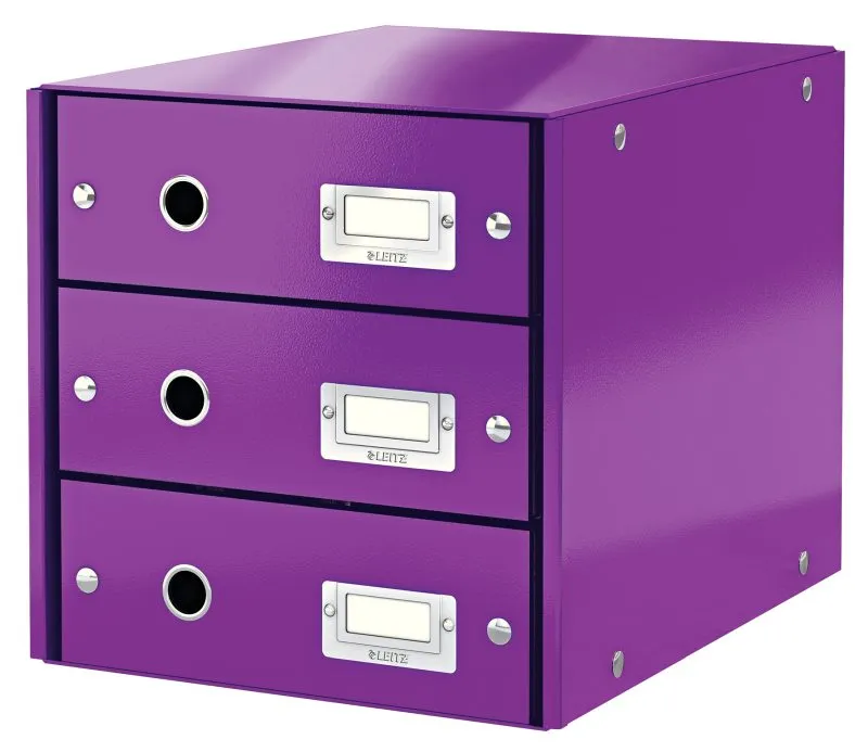 LEITZ Zásuvkový box Click&Store, 3 zásuvky, purpurová