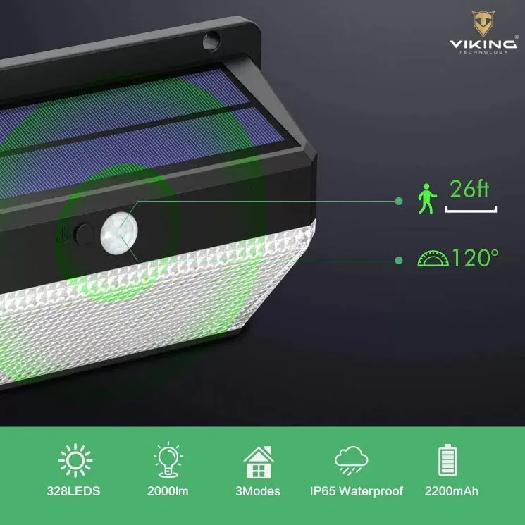 Viking venkovní solární LED světlo M328 s pohybovým senzorem, sada 2 ks