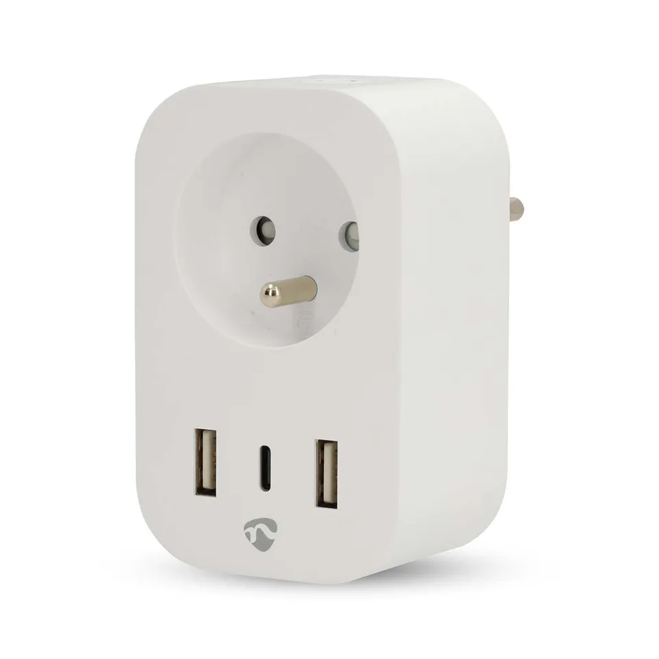 Nedis WIFIP151EWT - WiFi Chytrá Zásuvka |Typ E (CEE 7/6) / 1x USB-C / 2x USB | 0