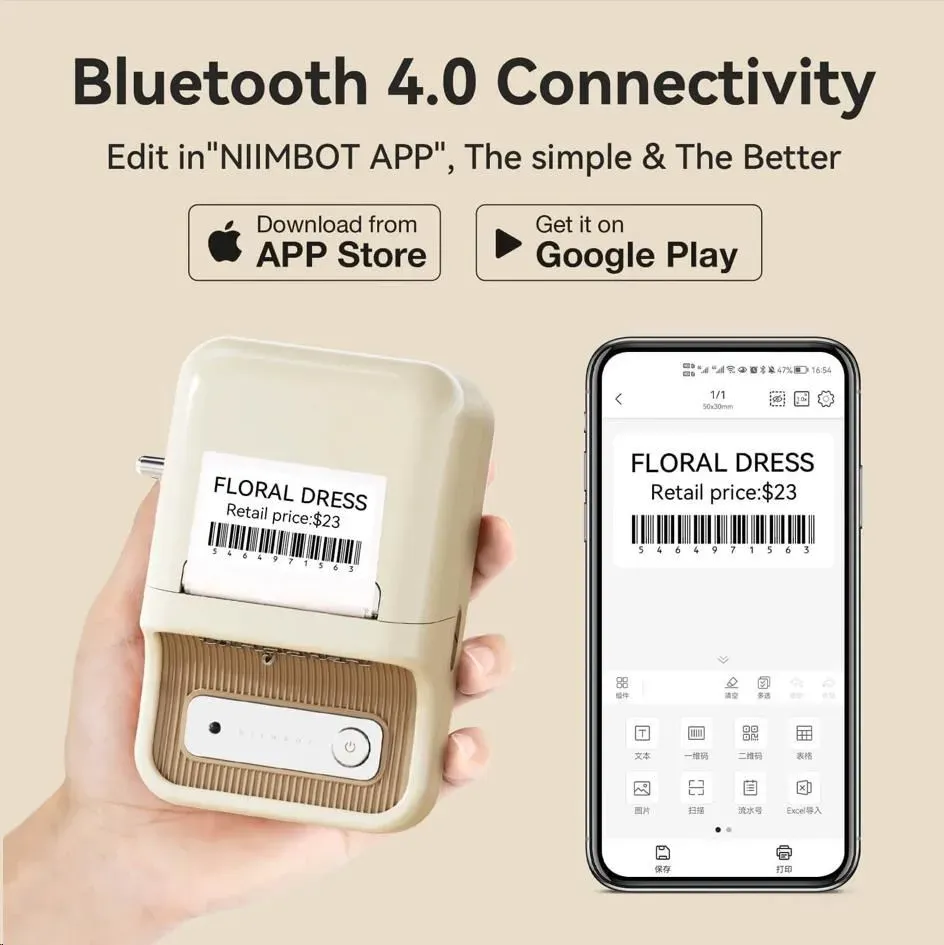 Niimbot Tiskárna štítků B21S Smart, bílá + role štítků 210 ks