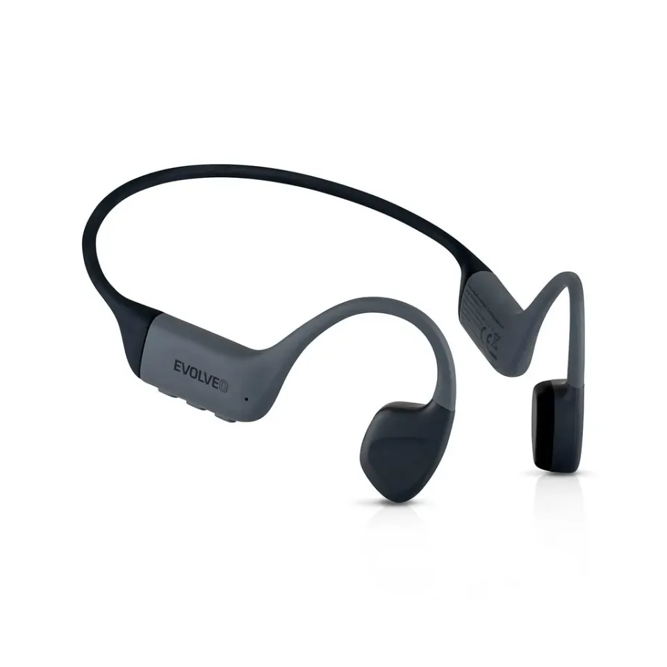 EVOLVEO BoneMax, bezdrátová sluchátka na lícní kosti, MP3 32GB, IPX8, šedé