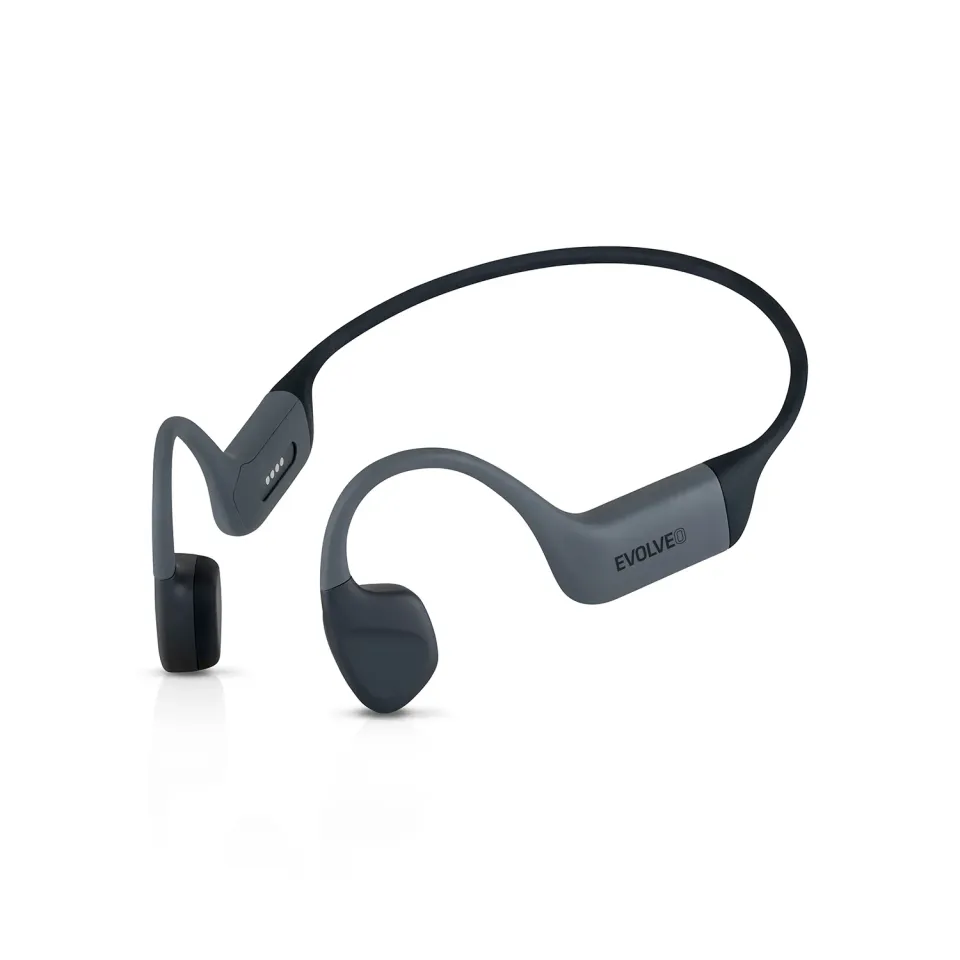 EVOLVEO BoneMax, bezdrátová sluchátka na lícní kosti, MP3 32GB, IPX8, šedé