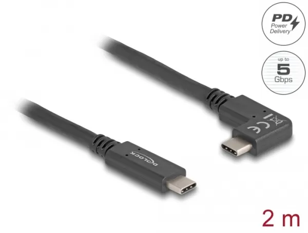 Delock Kabel USB 5 Gbps, ze zástrčky USB Type-C na zástrčky USB Type-C, pravoúhl