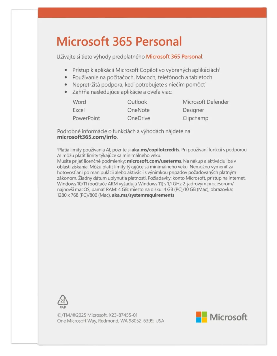 Microsoft 365 pro jednotlivce SK (1rok)