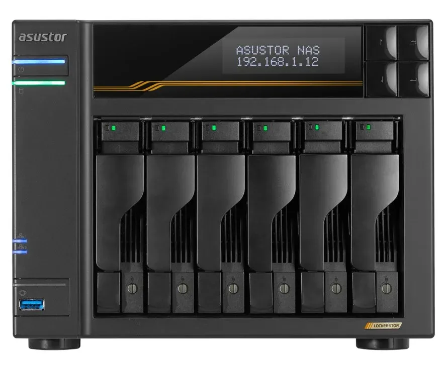 Asustor Lockerstor 6 Gen3 AS6806T 6x 2,5"/3,5" SATA III/ 16GB RAM/ Dual 10GbE Ports/ Dual 5GbE Ports/ 4x M.2 SSD