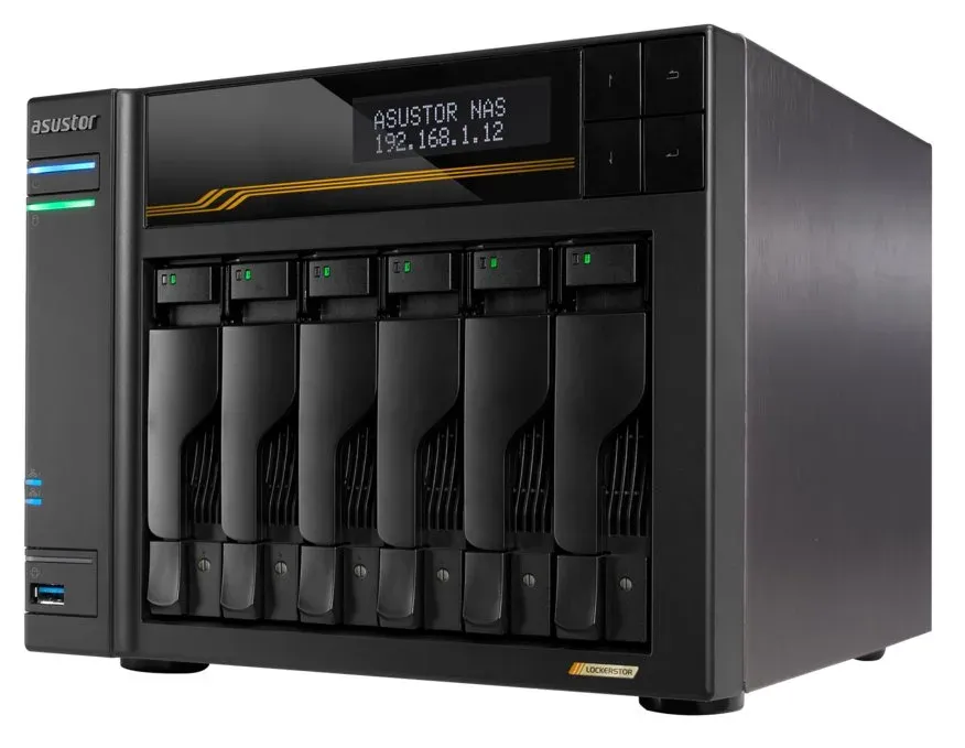 Asustor Lockerstor 6 Gen3 AS6806T 6x 2,5"/3,5" SATA III/ 16GB RAM/ Dual 10GbE Ports/ Dual 5GbE Ports/ 4x M.2 SSD