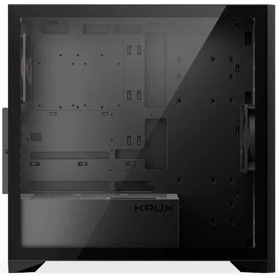 Krux skříň Palum / ATX / 2x120 mm fan / 2xUSB 2.0 / USB-C / dřevěné elementy / temperované sklo / černá
