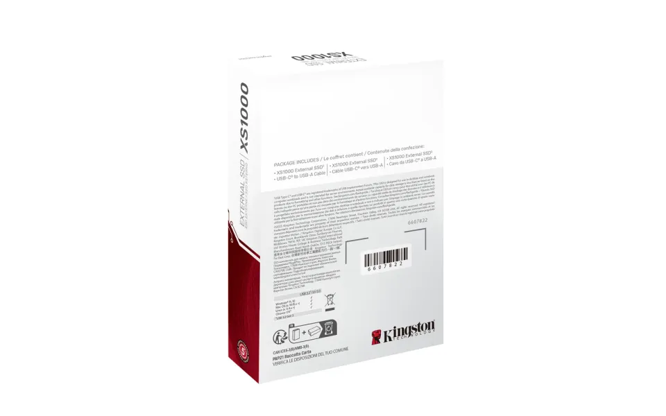 Kingston Flash SSD 1TB XS1000 External USB 3.2 Gen 2 Portable Solid State Drive
