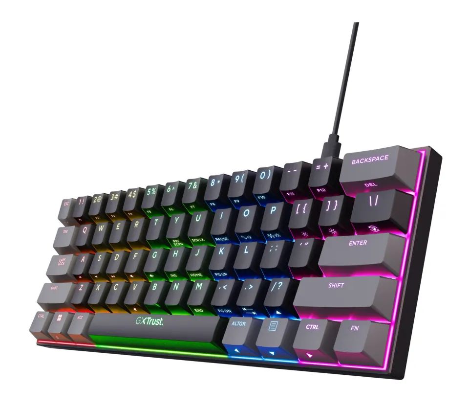TRUST klávesnice GXT 867 ACIRA, 60%, Herní Klávesnice, USB, USB-C, US