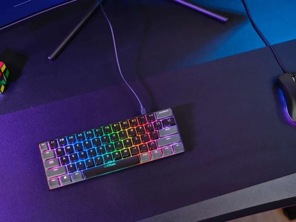 TRUST klávesnice GXT 867 ACIRA, 60%, Herní Klávesnice, USB, USB-C, US