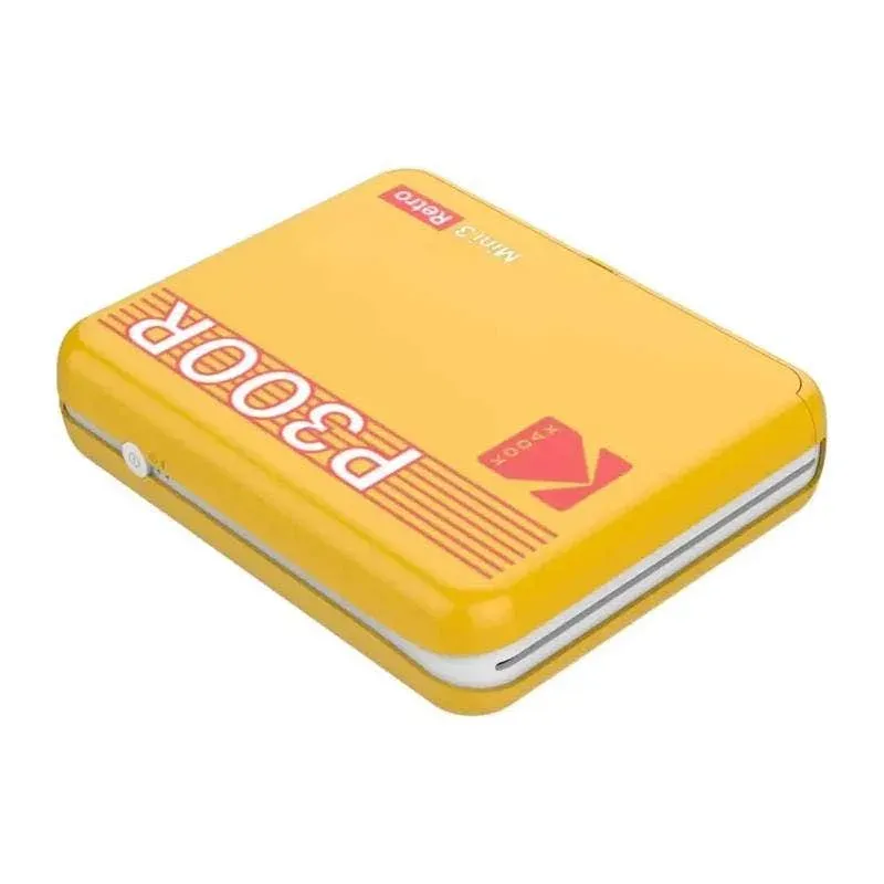 KODAK Mini 3 Retro P300R – přenosná fototiskárna čtvercových fotek 3 × 3", sublimace 4PASS s laminací, Bluetooth, žlutá