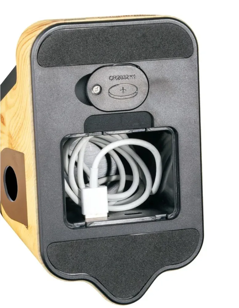 IMMAX LED stolní lampička IDEAL/ Qi nabíjení/ CCT/ 8W/ 800lm/ budík s hodinami/ světlé dřevo/černá