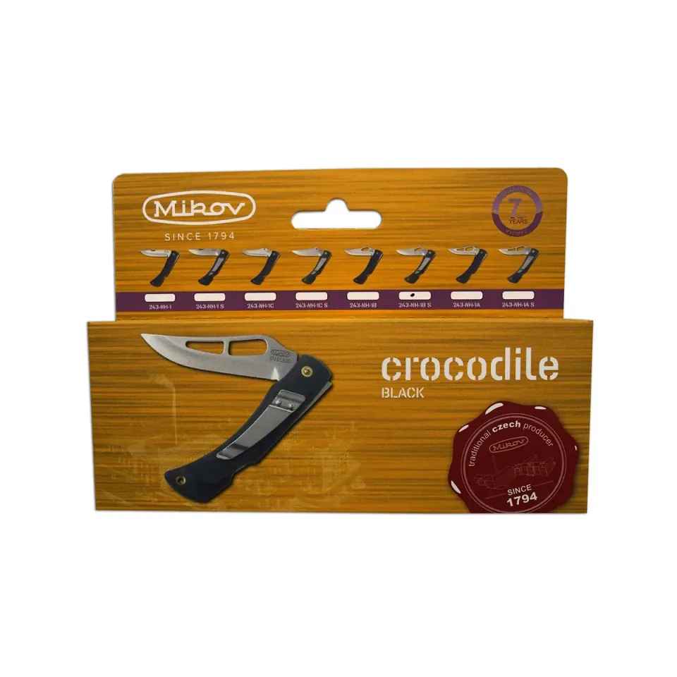 Kapesní zavírací nůž CROCODILE s klipem, čepel s otvorem 243-NH-1/B SPONA barevné provedení černá