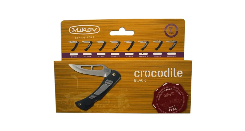 Kapesní zavírací nůž CROCODILE s klipem, čepel s otvorem 243-NH-1/B SPONA barevné provedení černá