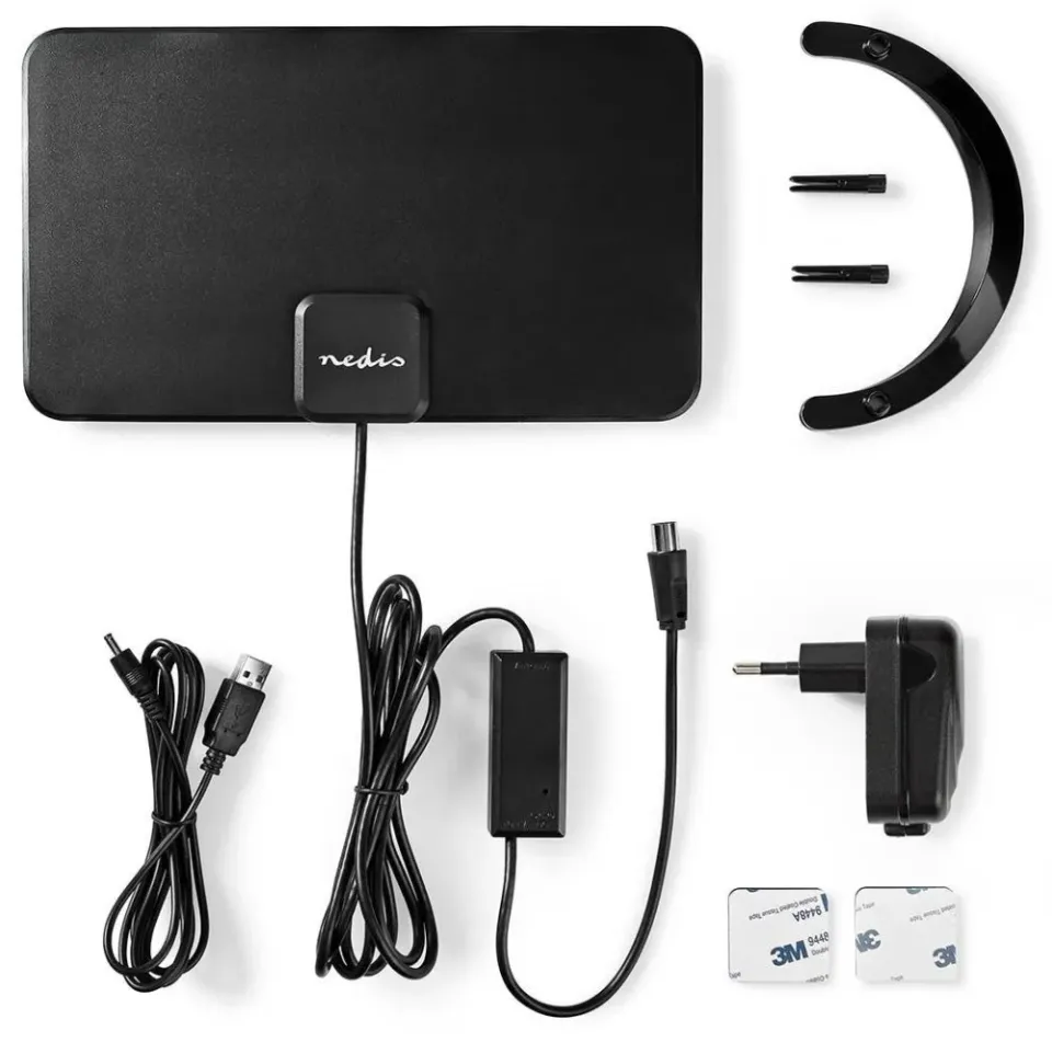 Nedis ANIR2501BK700 - Pokojová HDTV Anténa | 0–25 km | Zesílení 26 dB | FM/VHF/U