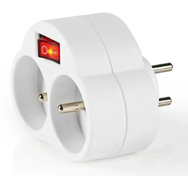 NEDIS síťový rozbočovač/ 2x zásuvka typu E (s kolíkem)/ 250 V AC 50/60 Hz/ 16 A/ 3500 W/ vypínač/ bílý