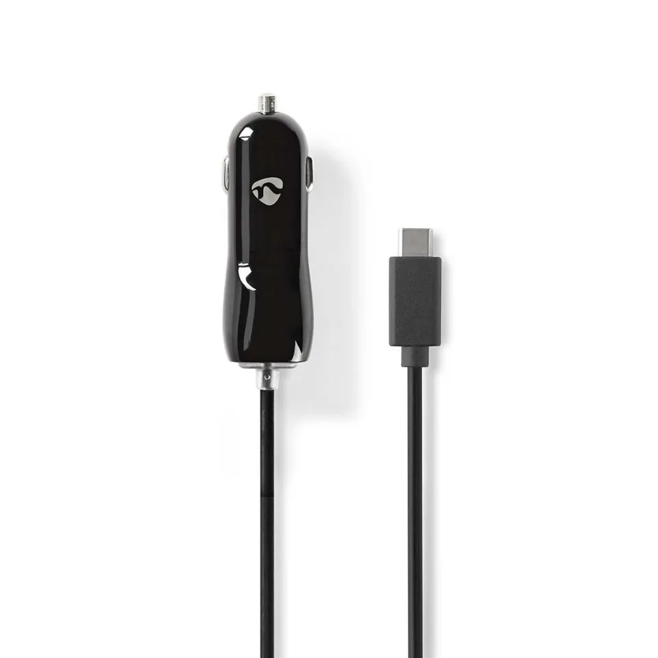 Nedis CCHAC300ABK - Nabíječka do Auta 12/24V | 3,0 A | Pevný kabel | USB-C | Čer