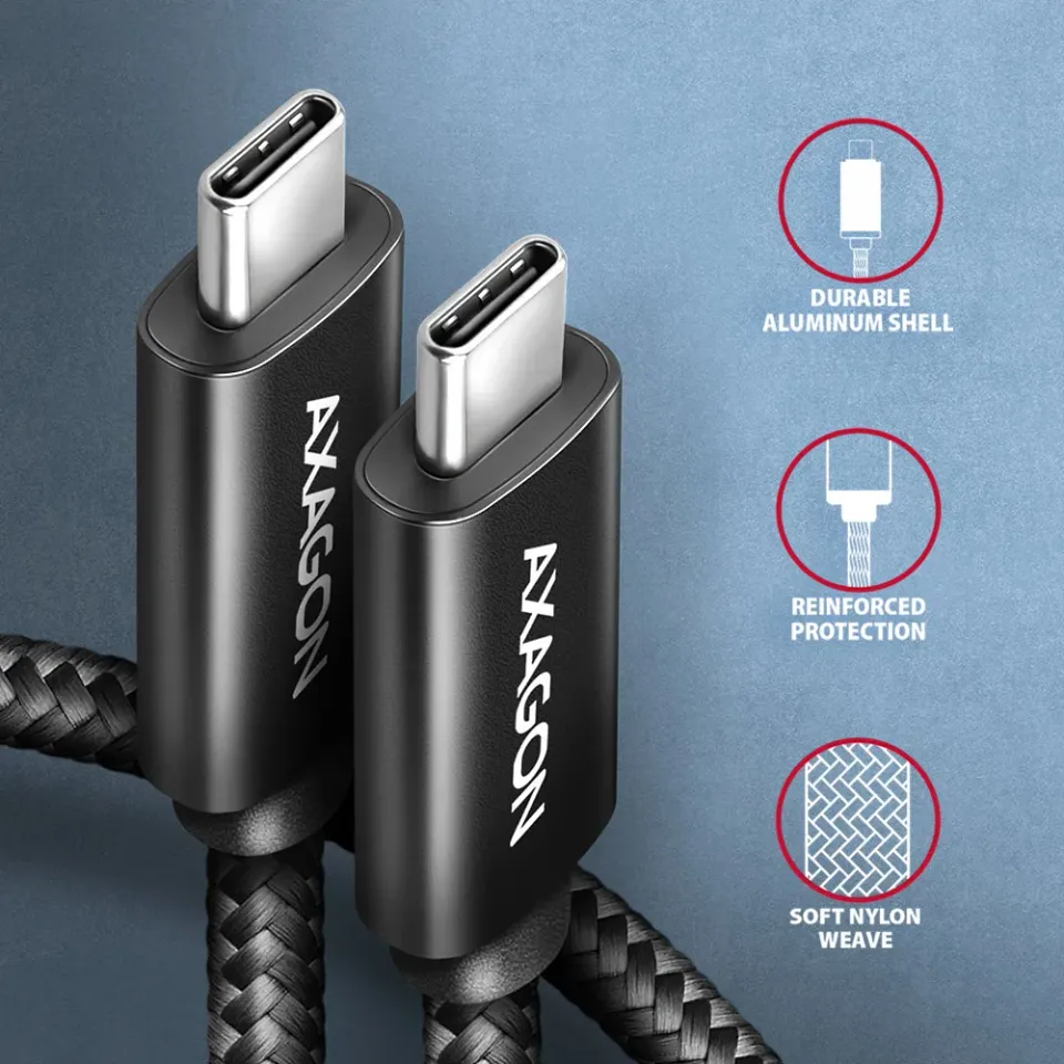 AXAGON BUCM4X-CM10AB NewGEN+ kabel USB-C <-> USB-C, 1m, USB4 Gen 3×2, PD 240W 5A