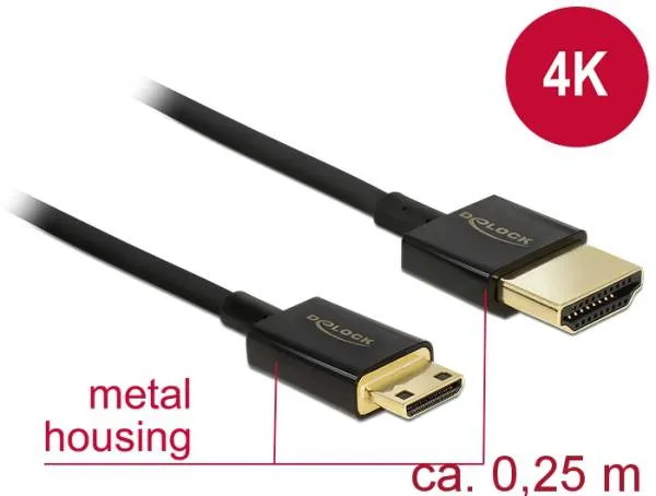 Delock Kabel High Speed HDMI s Ethernetem - HDMI-A samec > HDMI Mini-C samec 3D