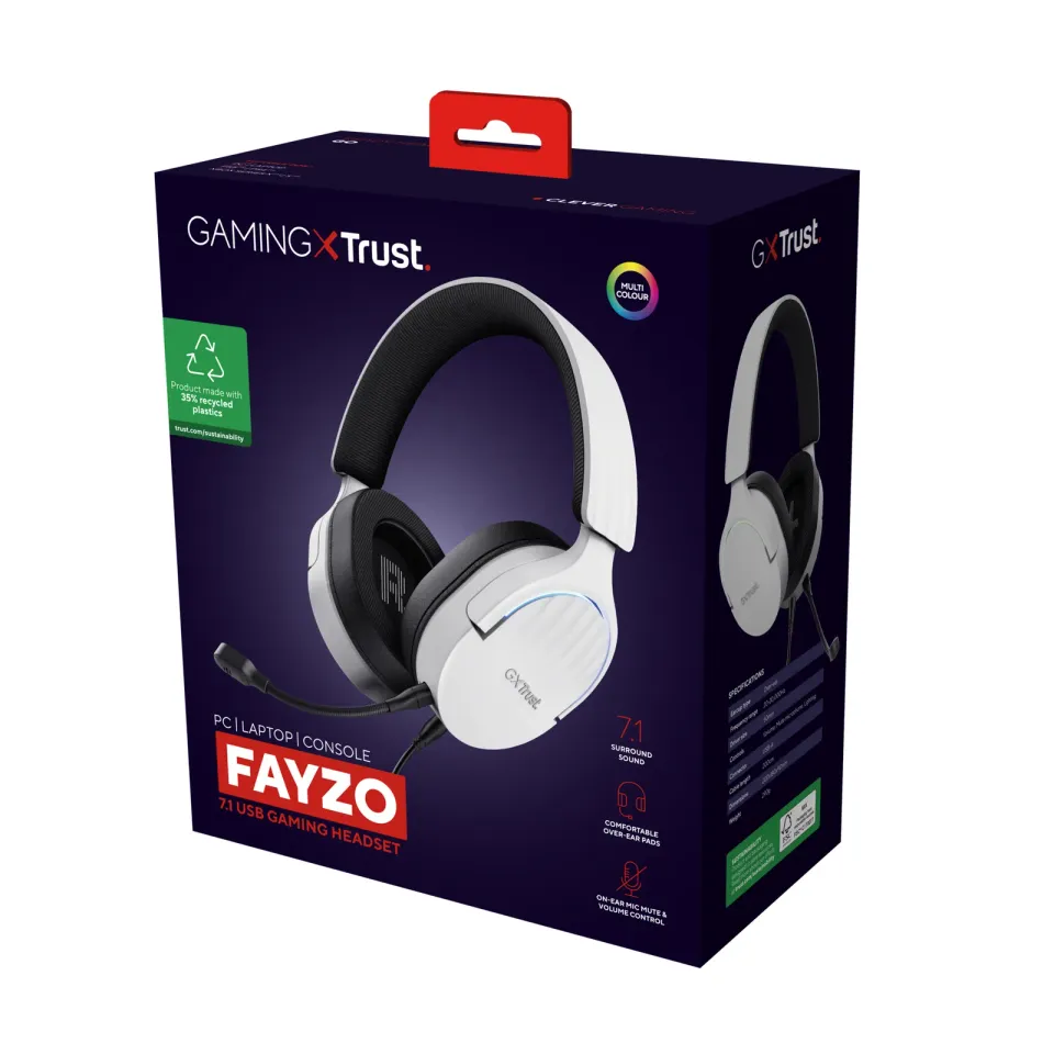 Trust Gaming GXT 490 Fayzo/7.1/USB/Drát/Bílá