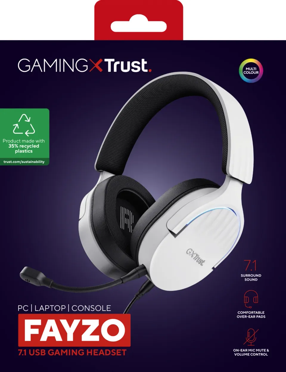Trust Gaming GXT 490 Fayzo/7.1/USB/Drát/Bílá
