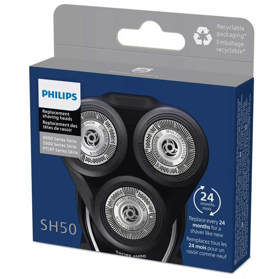 Philips SH50/50 náhradní holicí hlavy, trvanlivost 9 milionů oholených chloupků, 3 kusy v balení