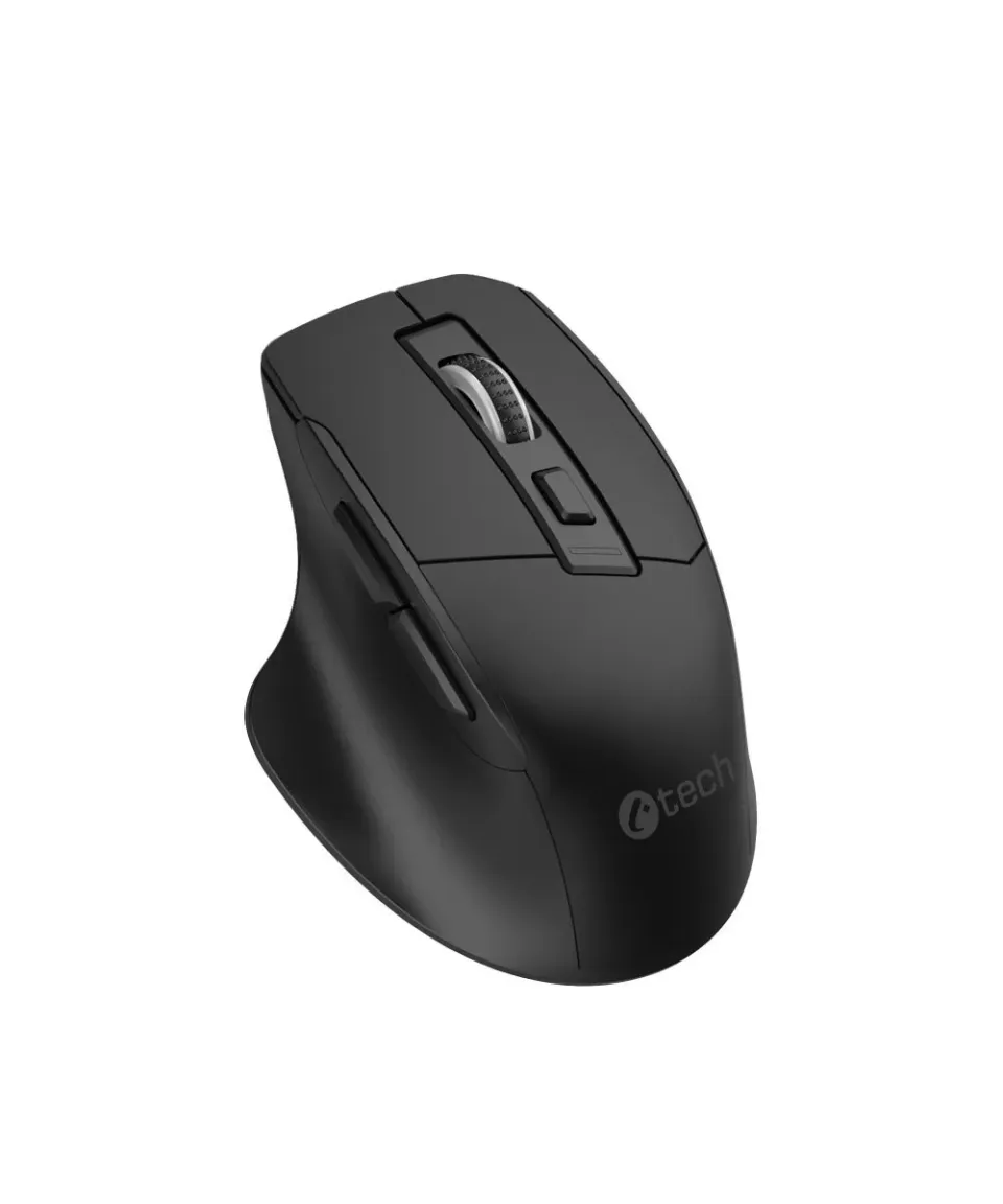 C-TECH myš Ergo WLM-05, bezdrátová, 1600DPI, 6 tlačítek, USB nano receiver, čern