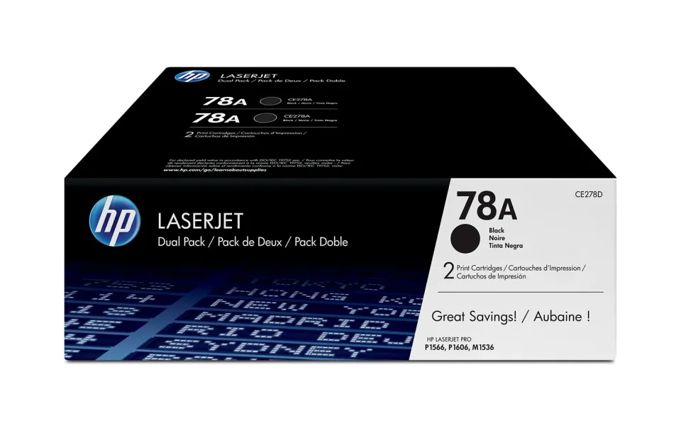 HP CE278AD = 2pack (= 2x CE278A) originální toner černý 78A black cca 2100 stran (pro LJ P1566, P1606, M1536) černý