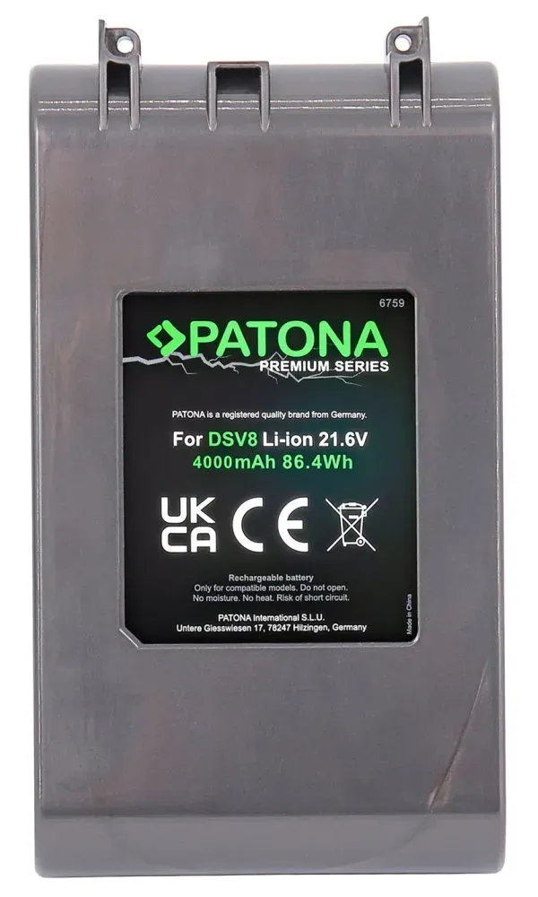 PATONA baterie pro vysavač Dyson V8 4000mAh, Li-lon 21,6V PREMIUM