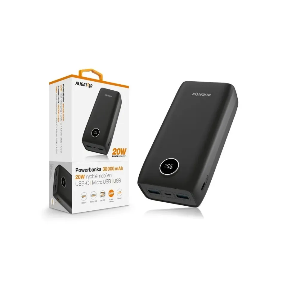 ALIGATOR PBPD30BK 30 000mAh PD 20W černá