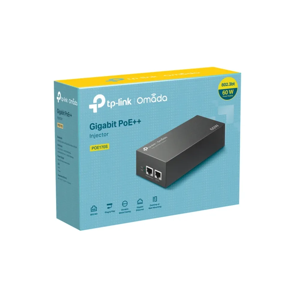 TP-Link TL-POE170S Gigabitový PoE injektor, 802.3af/at/bt, 60W
