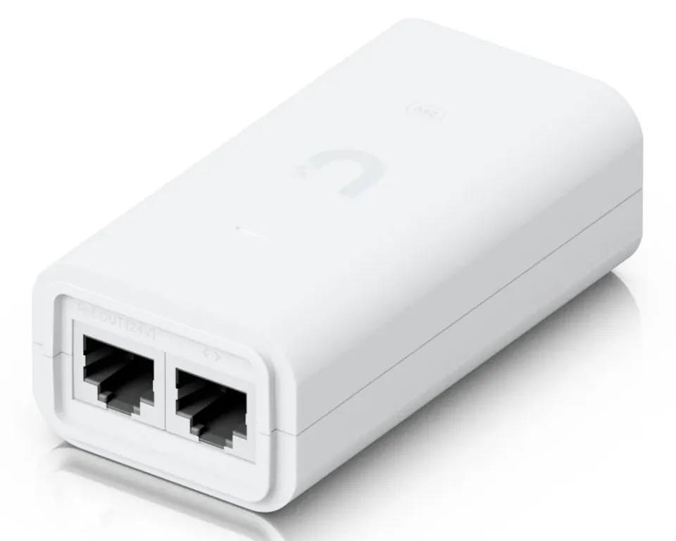 Ubiquiti POE-24-12W-G-WH - Gigabit PoE injektor 24V/0,5A (12W), včetně napájecího kabelu, bílý