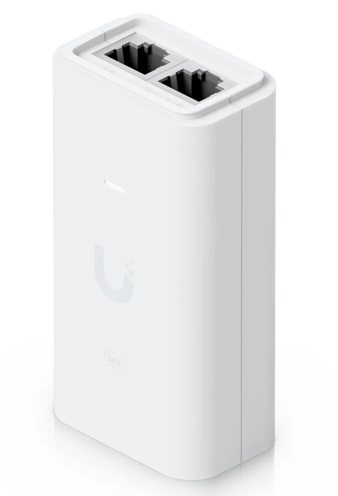 Ubiquiti POE-24-12W-G-WH - Gigabit PoE injektor 24V/0,5A (12W), včetně napájecího kabelu, bílý
