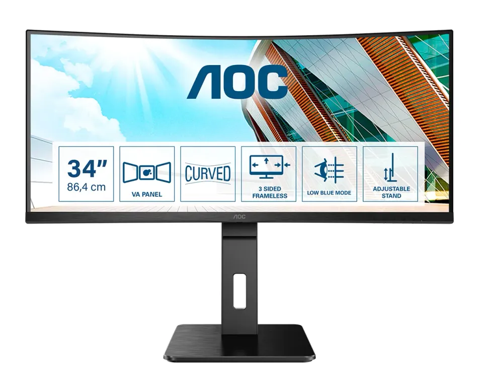 AOC/CU34P2A/34"/VA/3440x1440/100Hz/1ms/Black/3R