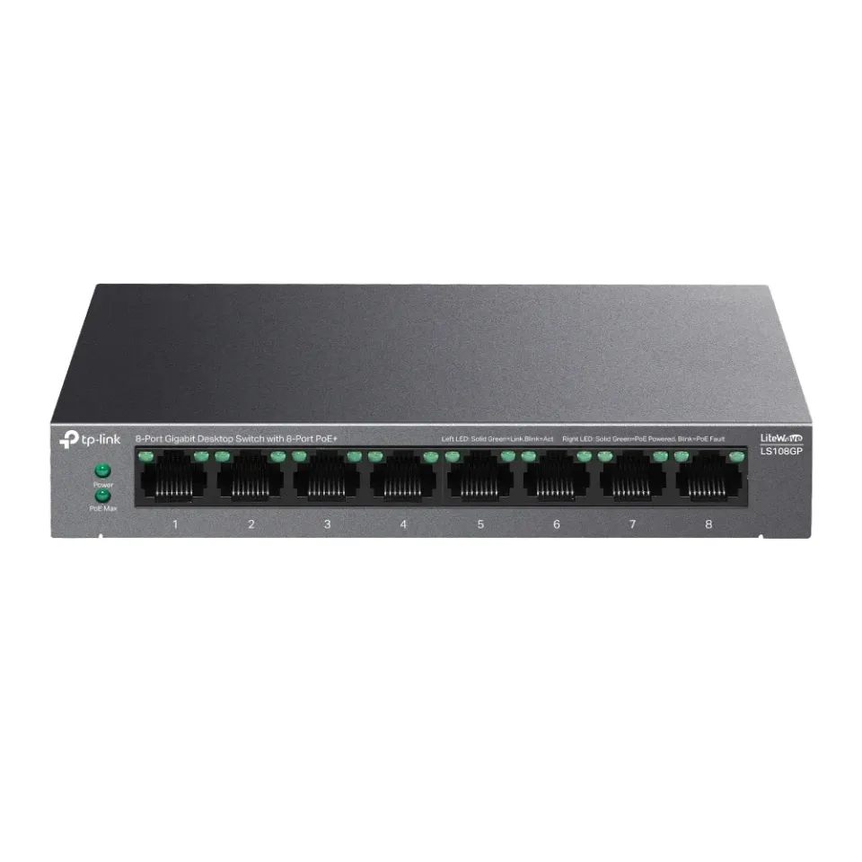 TP-Link LS108GP - 8portový gigabitový desktop switch s 8 porty PoE+