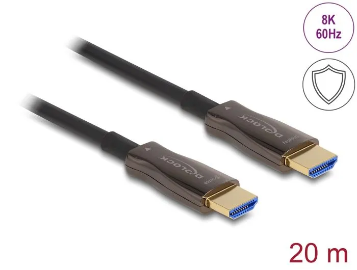 Delock Aktivní optický kabel HDMI s kovovým pancéřováním, 8K 60 Hz, 20 m