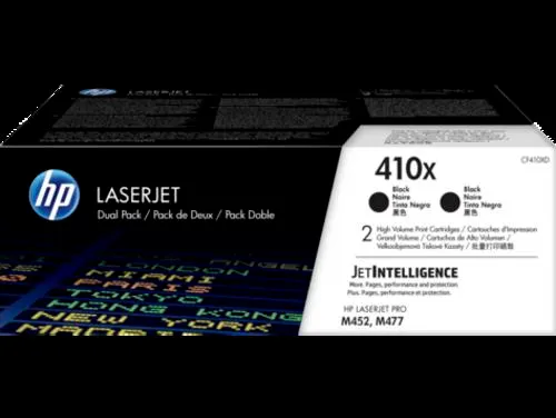 HP CF410XD originální toner černý = 2pack = ( 2x CF410X) toner č.410X velký cca 6500 str. (HP CLJ M477, M452, M377dw, black)