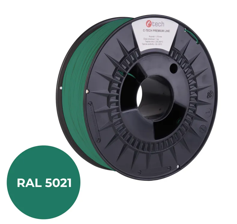 C-TECH tisková struna PREMIUM LINE ( filament ) , PETG, vodní modrá, RAL5021, 1,