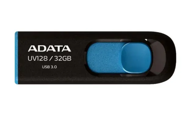 ADATA Flash Disk 128GB UV128, USB 3.1 Dash Drive (R:90/W:40 MB/s) černá/modrá