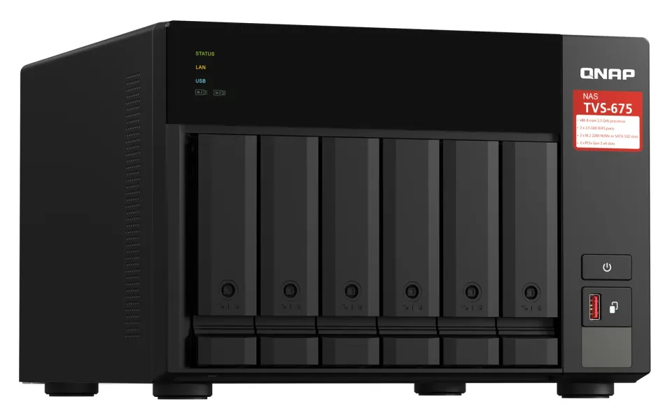 QNAP TVS-675-8G (8core 2,5GHz / 8GB RAM / 6xSATA / 2xM.2 NVMe slot / 2xPCIe / 2x2,5GbE / 1x HDMI 4K)
