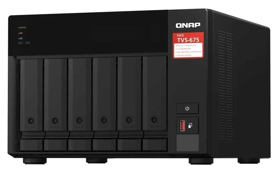 QNAP TVS-675-8G (8core 2,5GHz / 8GB RAM / 6xSATA / 2xM.2 NVMe slot / 2xPCIe / 2x2,5GbE / 1x HDMI 4K)