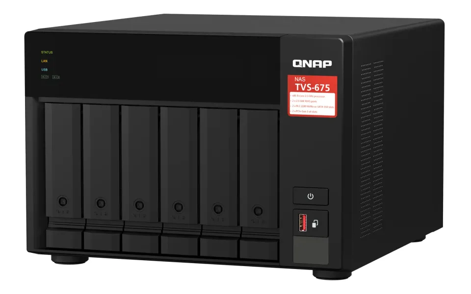 QNAP TVS-675-8G (8core 2,5GHz / 8GB RAM / 6xSATA / 2xM.2 NVMe slot / 2xPCIe / 2x2,5GbE / 1x HDMI 4K)