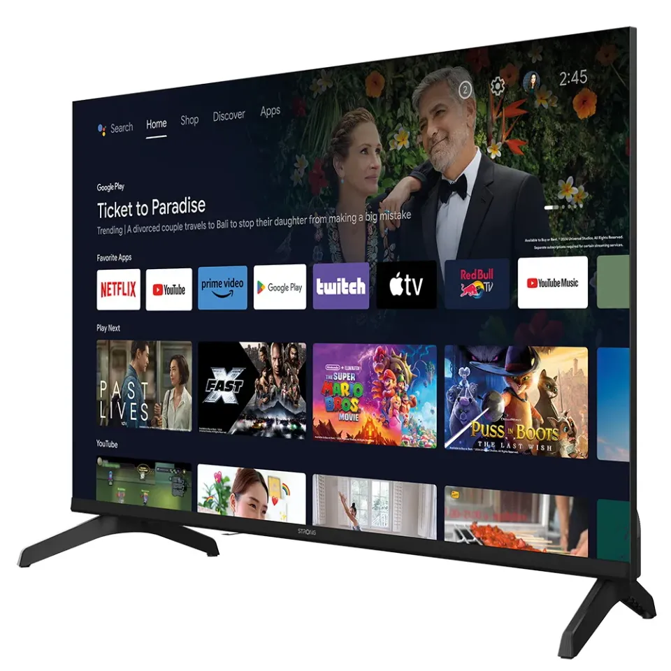 STRONG SMART LED TV 40"/ SRT40FH5553/ FHD/ 1920x1080/ DVB-T2/C/S2/ H.265/HEVC/ 3xHDMI/ 2xUSB/ Wi-Fi/ LAN/ E/ ANDROID TV