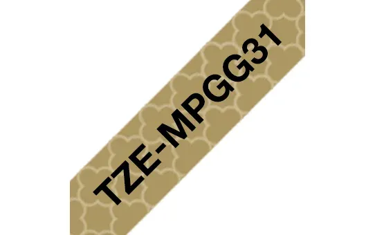 Brother - TZe-MPGG31 páska se zlatými geometrickými vzory / černá (12mm, 4m)