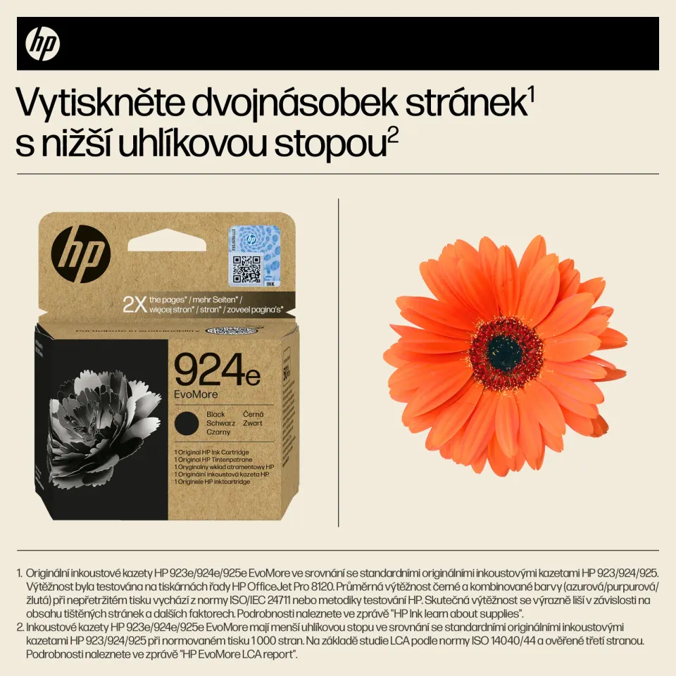 HP 4K0V0NE originální náplň černá č.924e black cca 1000 stran (black, pro HP OfficeJet 8122e, 8132e)